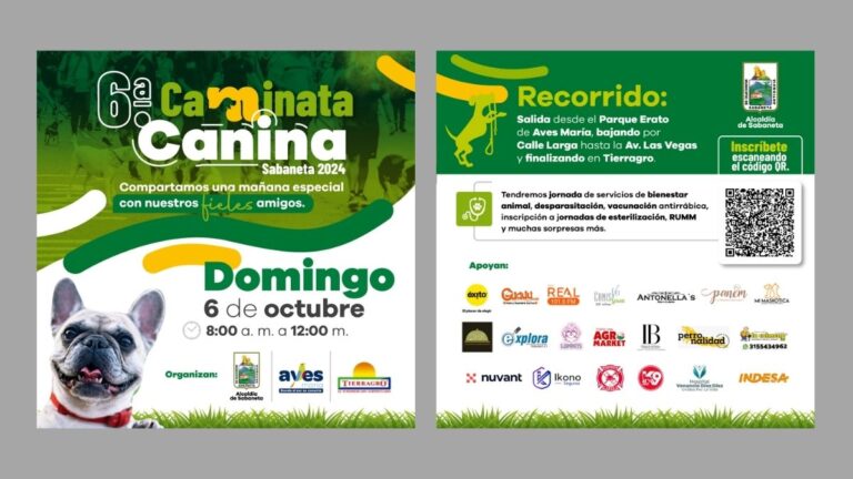 El 6 de octubre se realizará la Sexta Caminata Canina en Sabaneta